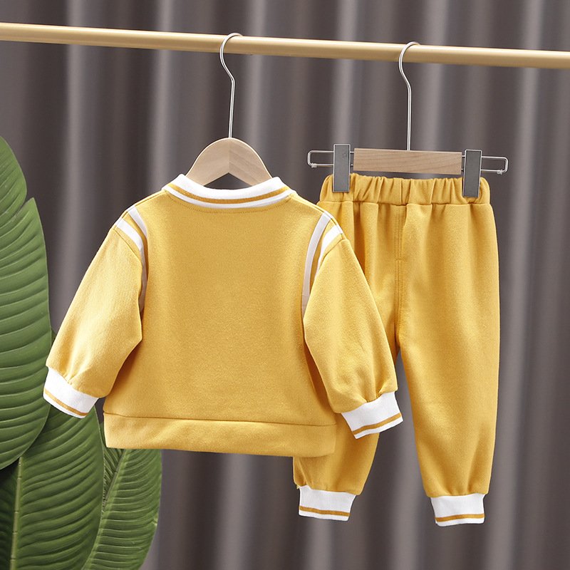 Boys fall suit new baby fall lapel bear head long-sleeved two-piece set