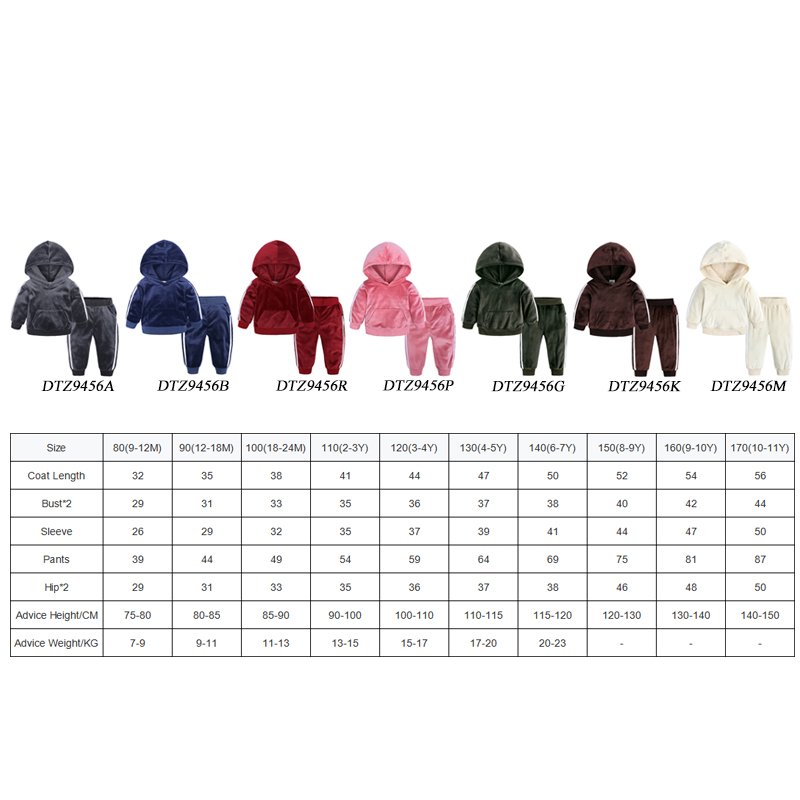 Customize 0-11 years children wear velvet kids tales girls tracksuits hoodie winter clothing sets