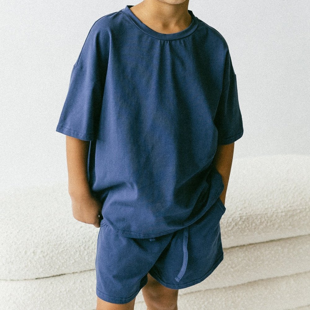 Summer 2 Piece Set Pure Cotton Custom Printing Blank T-shirts and Shorts Children's Girls Boys Clothing Sets