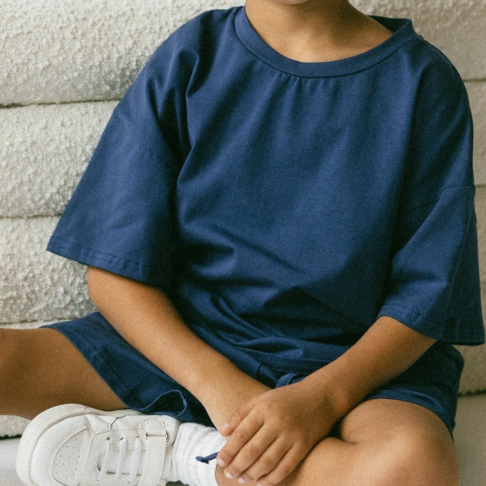 Summer 2 Piece Set Pure Cotton Custom Printing Blank T-shirts and Shorts Children's Girls Boys Clothing Sets