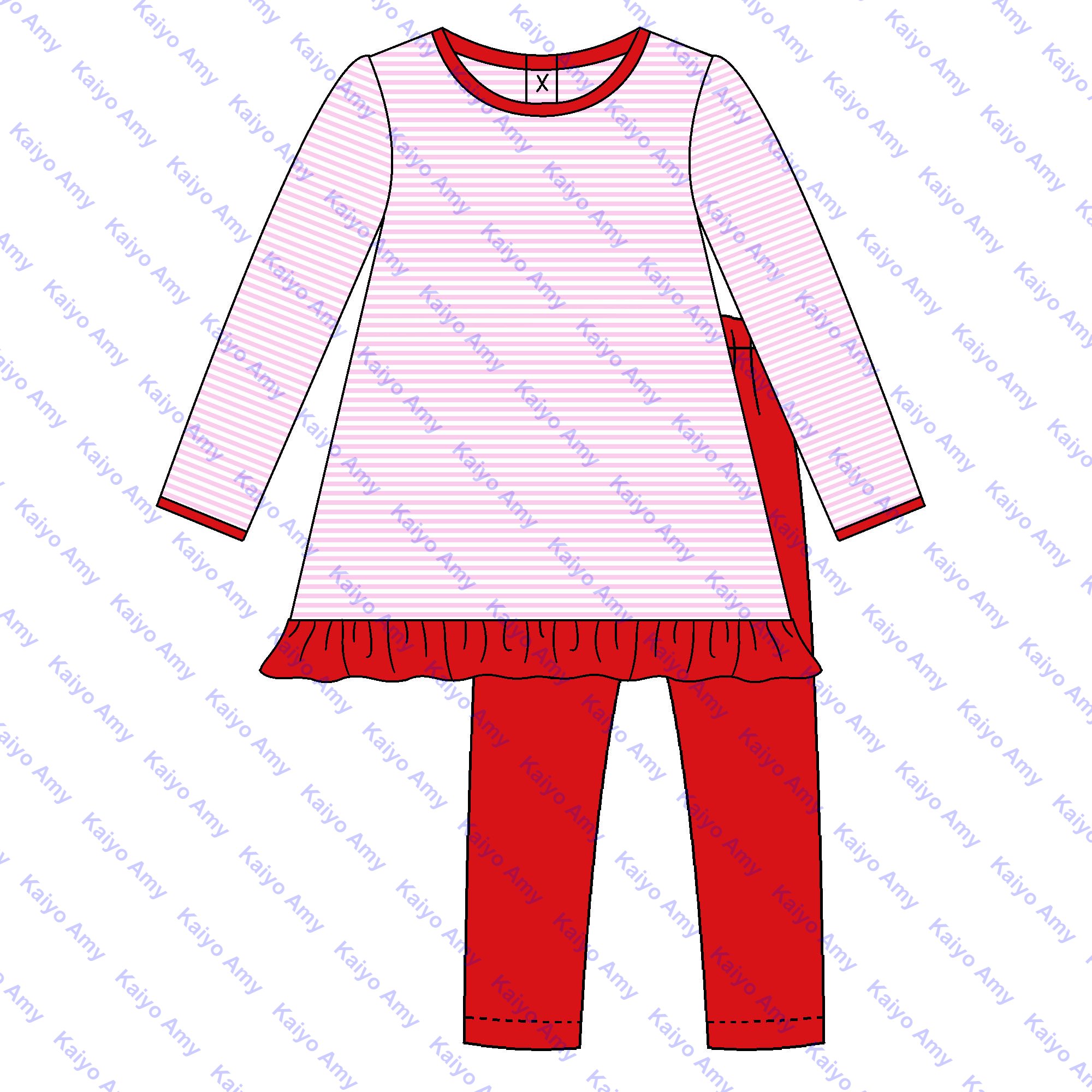 children's clothing wholesale boys clothing sets Christmas stripe matching kids girls ruffle leggings set