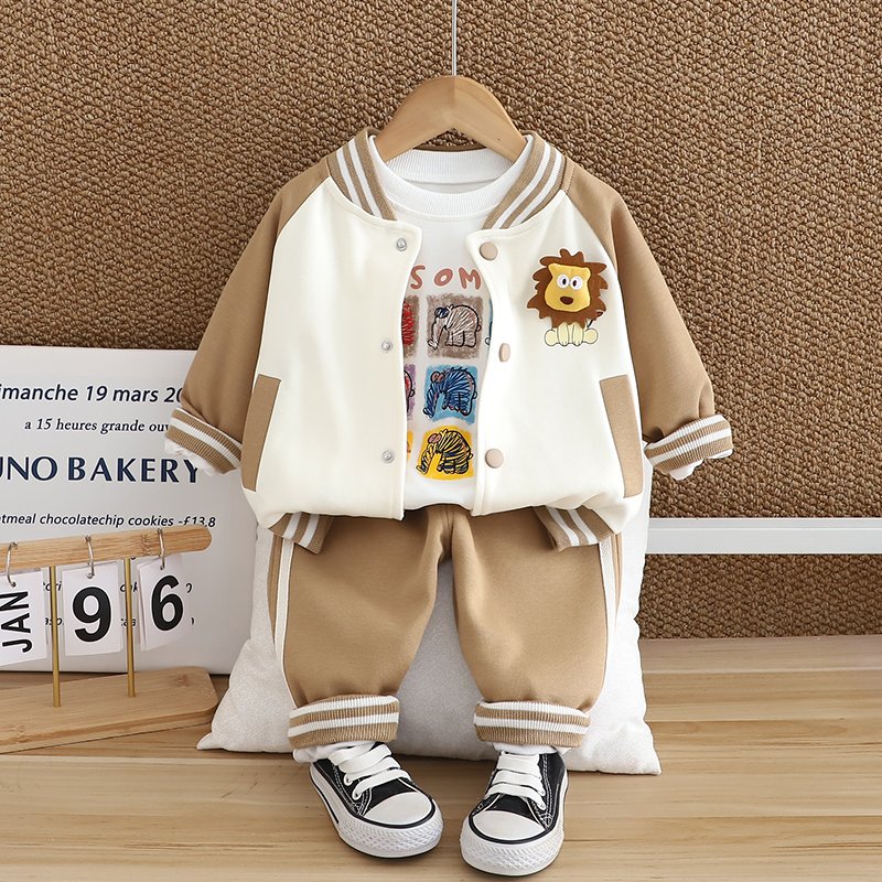 Unisex Short Sleeve Baseball Jacket for Boys Letter Print Leisure Sports Suit for Spring Autumn for Motorcycle Activities