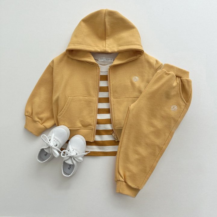 Autumn New Korean Children's Casual Two-Piece Suit 100% Cotton Printed Hoodie Set with Treasure Zipper Cardigan Hooded Trousers