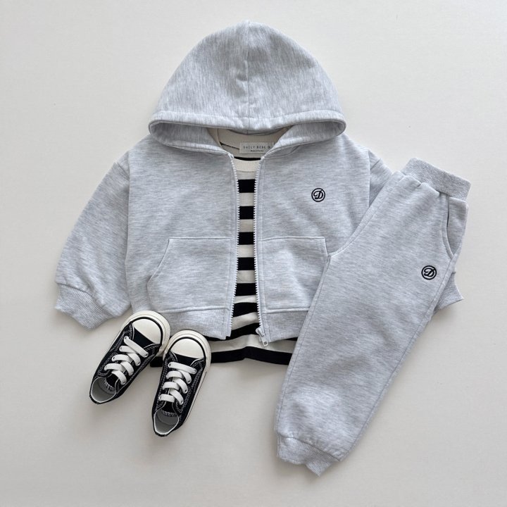 Autumn New Korean Children's Casual Two-Piece Suit 100% Cotton Printed Hoodie Set with Treasure Zipper Cardigan Hooded Trousers