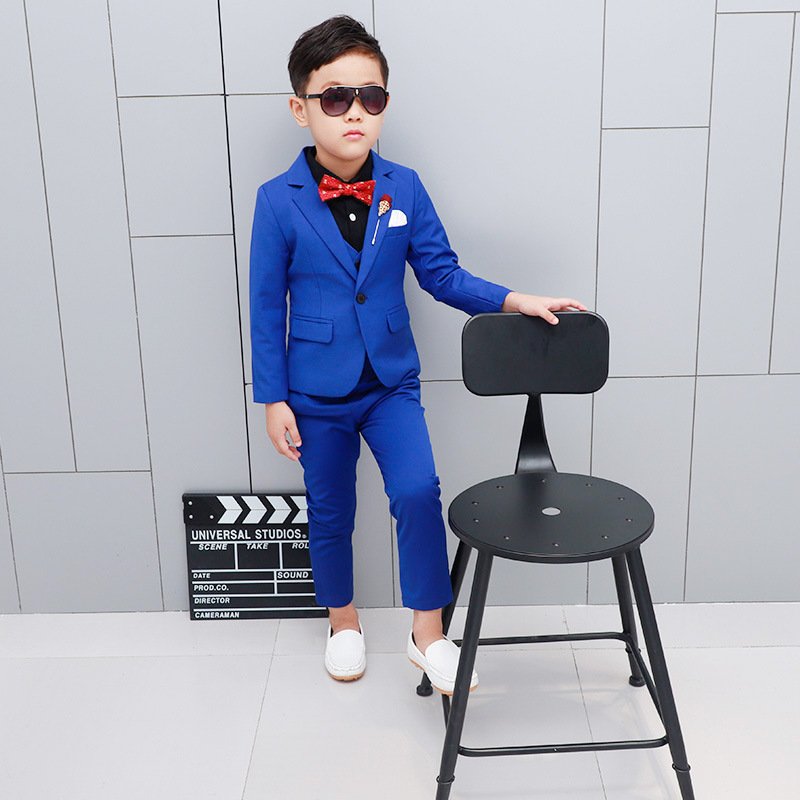 Brand New Boys Formal Wedding Party Suits Sets Children Blazer Vest pants Tie 4PCS Clothing Sets Kids Performances Dress Costume