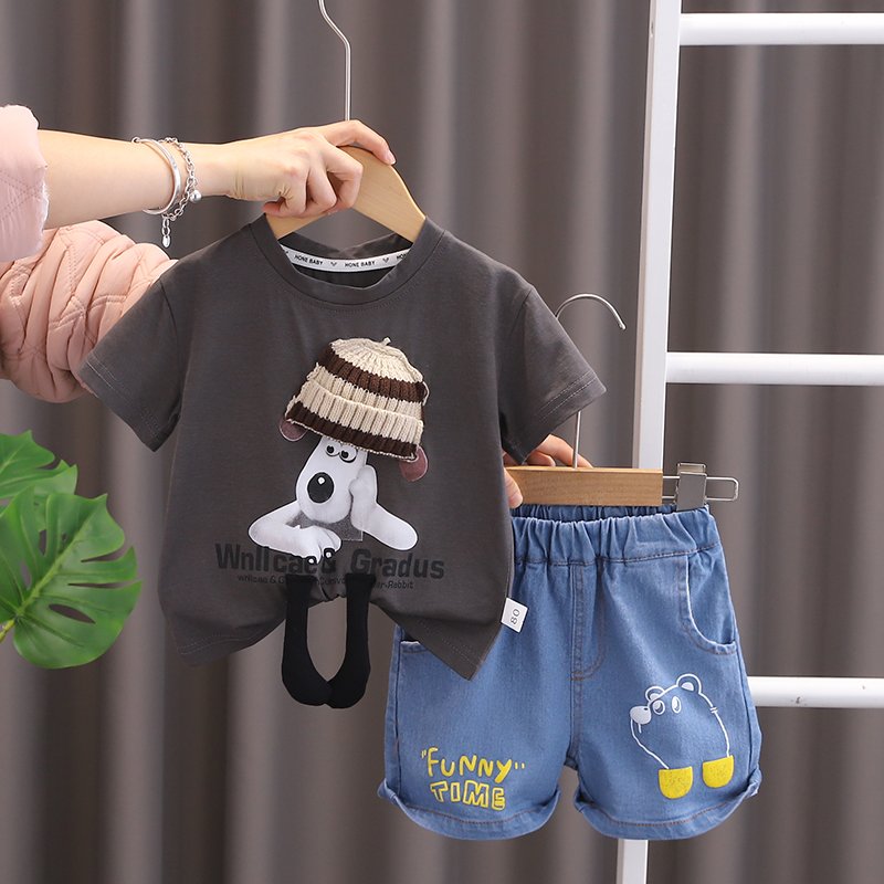 2024 New Summer Baby Clothes for 3 Years Kids ODM Supply Cheap Cartoon Character Outfit Shorts and jeans boys Shorts Sets