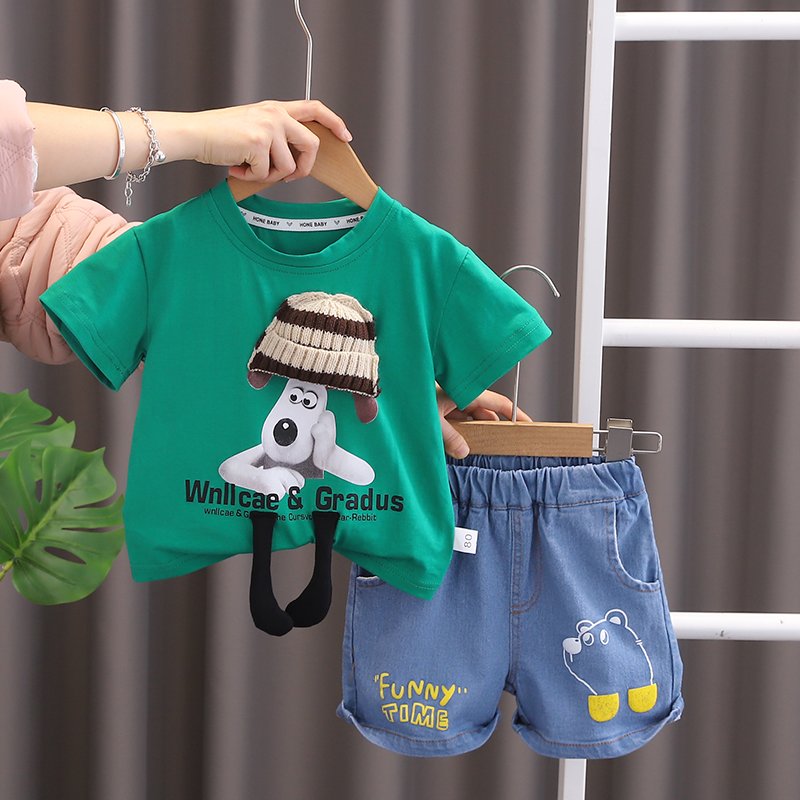 2024 New Summer Baby Clothes for 3 Years Kids ODM Supply Cheap Cartoon Character Outfit Shorts and jeans boys Shorts Sets