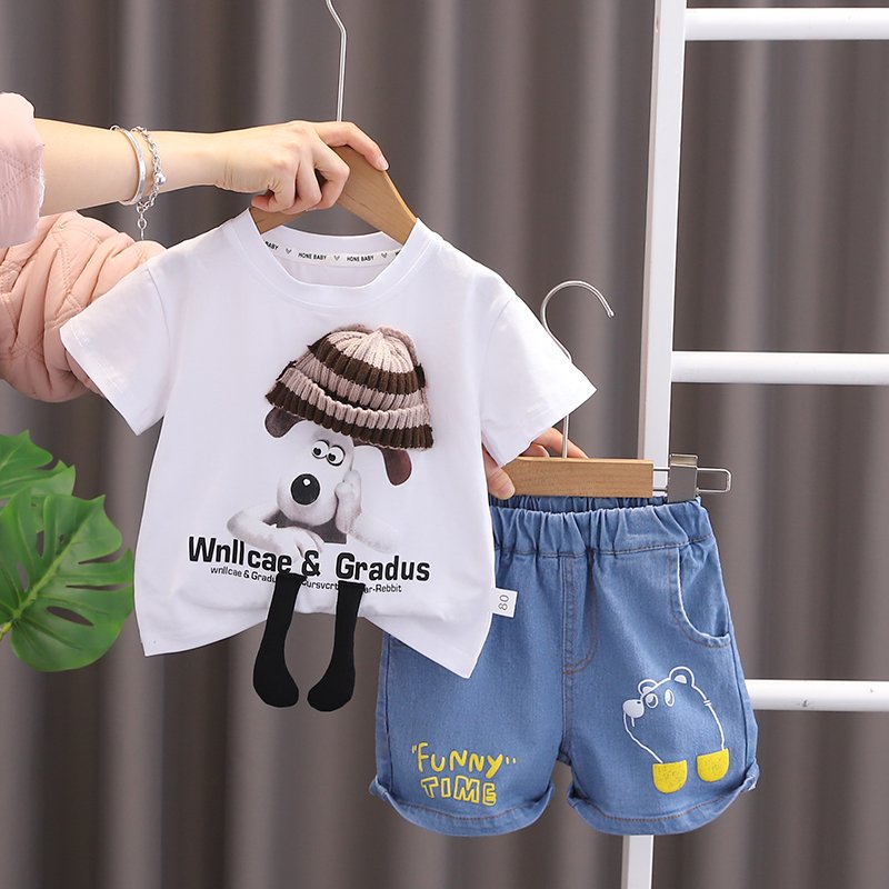 2024 New Summer Baby Clothes for 3 Years Kids ODM Supply Cheap Cartoon Character Outfit Shorts and jeans boys Shorts Sets