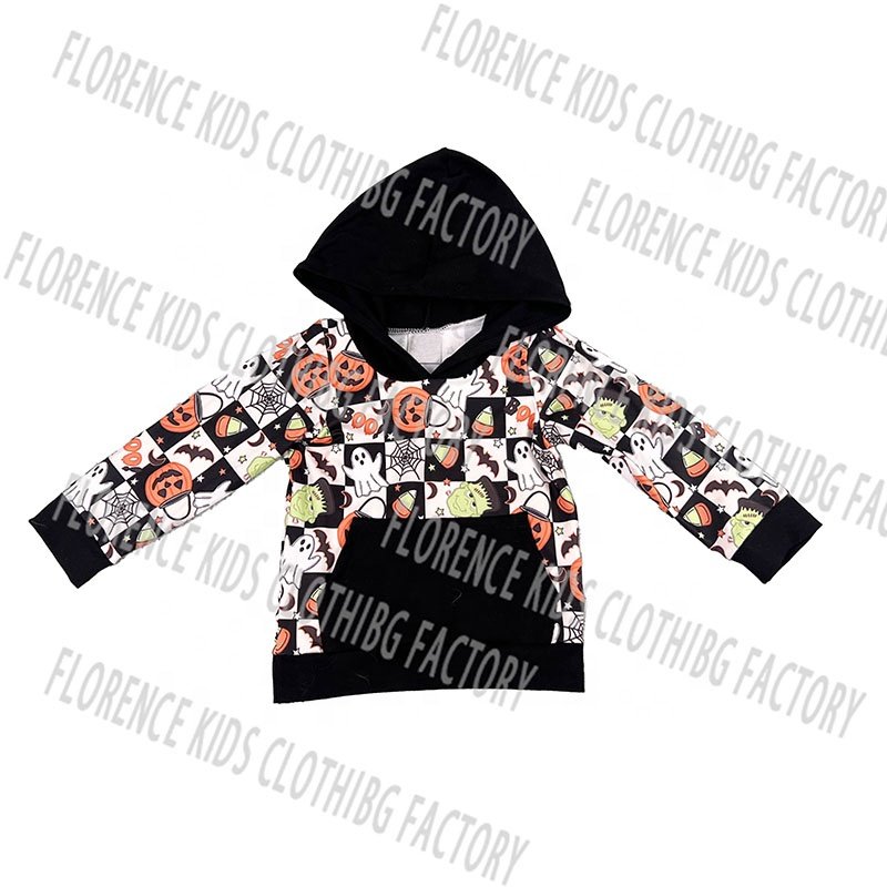 DH OEM halloween wholesale custom hoodie top jogger pants baby kids two pieces outfit toddler boys clothing sets