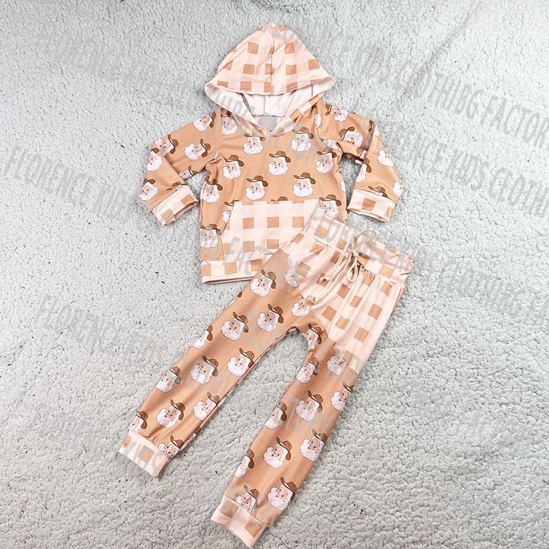 DH OEM halloween wholesale custom hoodie top jogger pants baby kids two pieces outfit toddler boys clothing sets