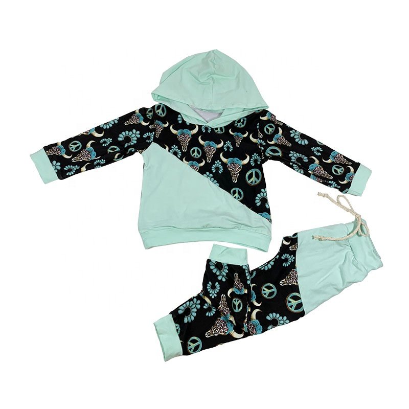 DH OEM halloween wholesale custom hoodie top jogger pants baby kids two pieces outfit toddler boys clothing sets