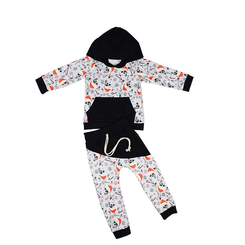 DH OEM halloween wholesale custom hoodie top jogger pants baby kids two pieces outfit toddler boys clothing sets