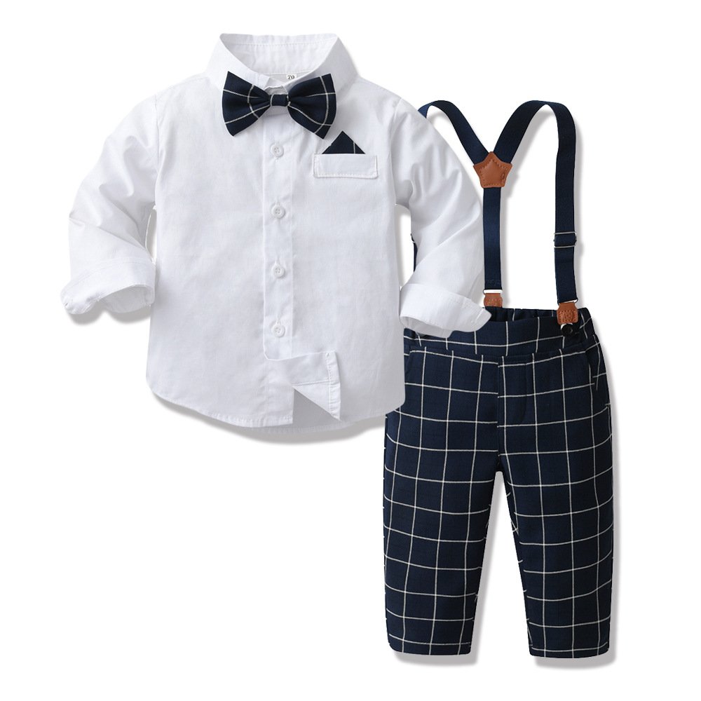 British Children's Dress Flower Boy Autumn Boys Formal Suit Set Little Boy Host Clothing Piano Kindergarten Performance Clothing