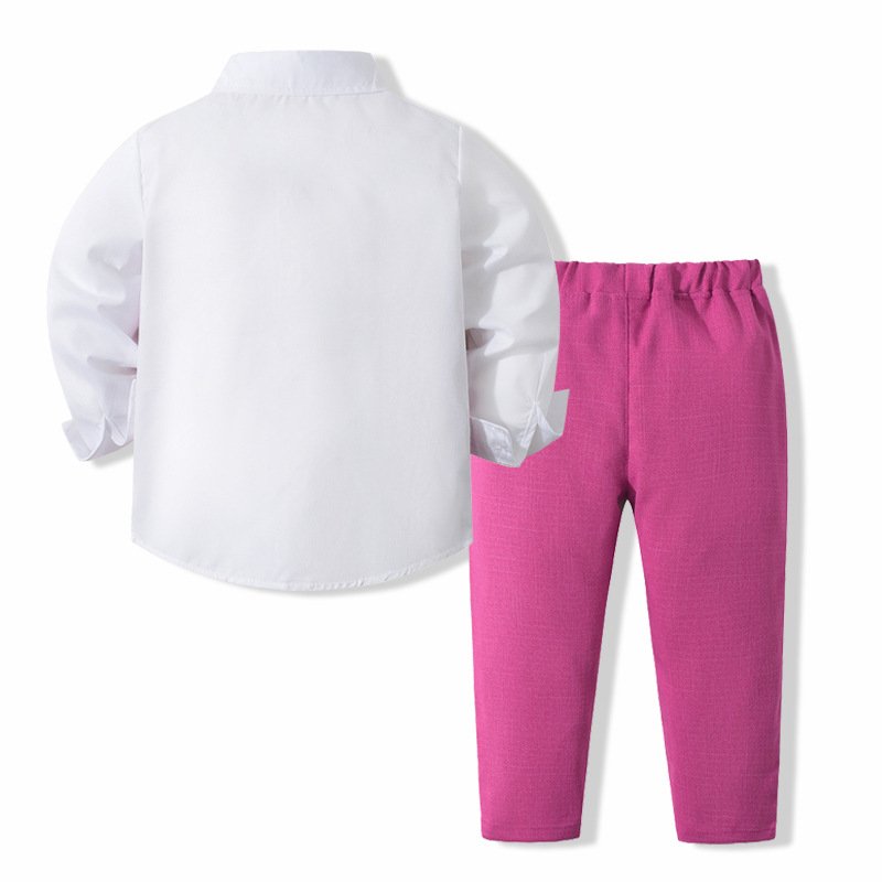 Baby Boys Gentleman Clothing Sets Autumn Long Sleeve Shirt Tie Vest Trousers 4Pcs Suit Gentleman Boys Birthday Party Clothes