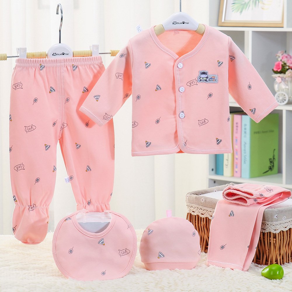 Hao Baby 5 Sets Of Toddler Clothing Underwear Set Boys Cotton 0-3 Months Girls Clothing Sets