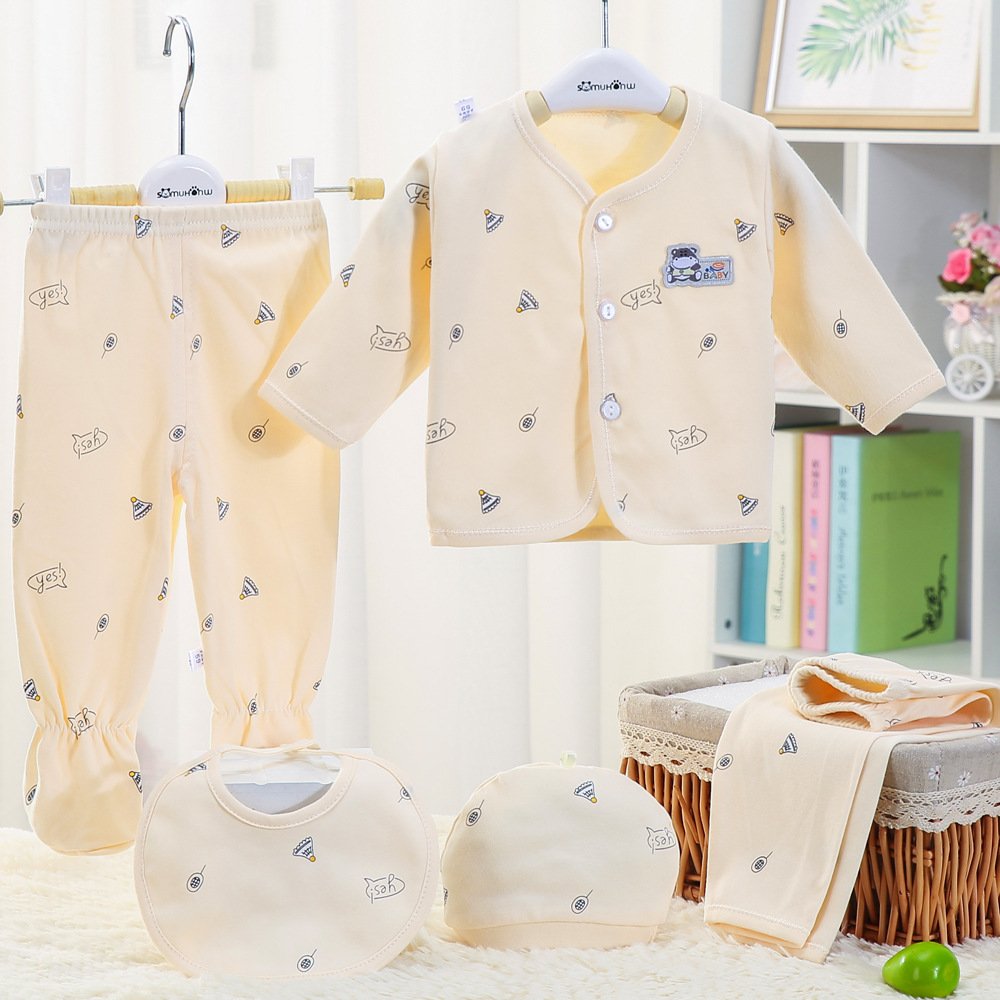 Hao Baby 5 Sets Of Toddler Clothing Underwear Set Boys Cotton 0-3 Months Girls Clothing Sets