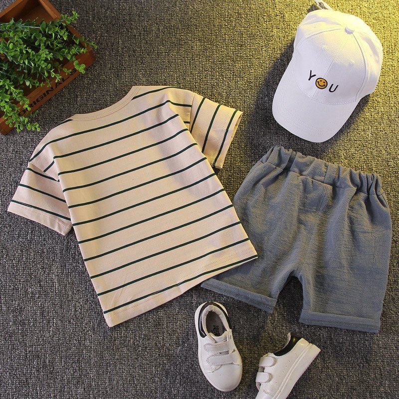 Boys summer clothes 2024 new baby short sleeve suit summer handsome Kids young fashionable clothes two sets