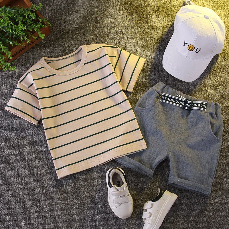 Boys summer clothes 2024 new baby short sleeve suit summer handsome Kids young fashionable clothes two sets