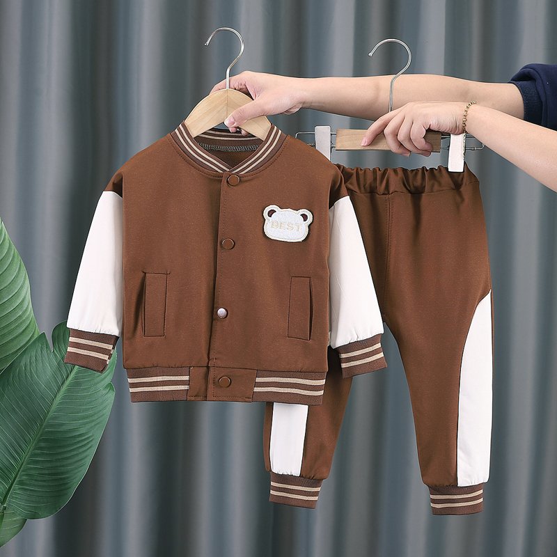 2024 Autumn Factory Cheap Price Baseball Children Clothes Sports Kids Wear Long Sleeve Coat Casual Pants Boys Clothing Sets