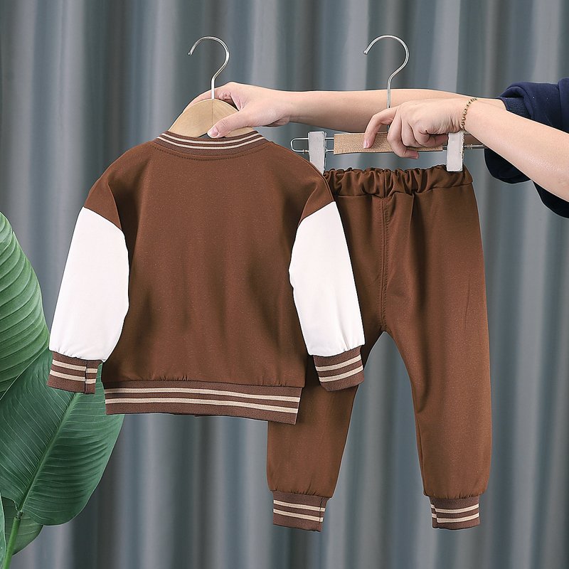 2024 Autumn Factory Cheap Price Baseball Children Clothes Sports Kids Wear Long Sleeve Coat Casual Pants Boys Clothing Sets