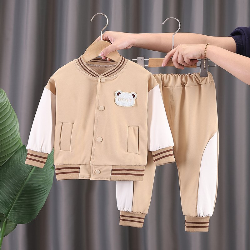 2024 Autumn Factory Cheap Price Baseball Children Clothes Sports Kids Wear Long Sleeve Coat Casual Pants Boys Clothing Sets