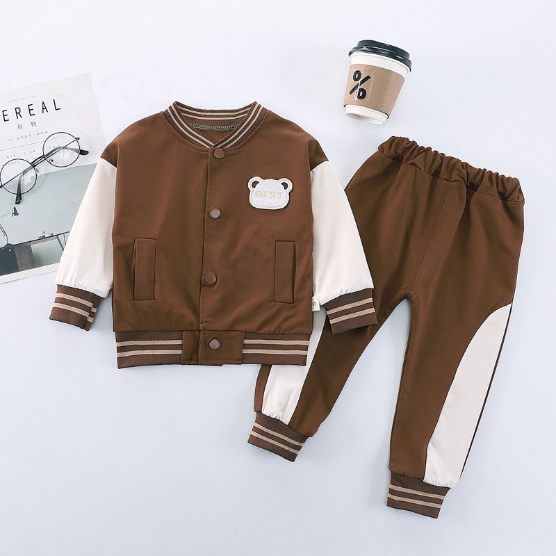 2024 Autumn Factory Cheap Price Baseball Children Clothes Sports Kids Wear Long Sleeve Coat Casual Pants Boys Clothing Sets