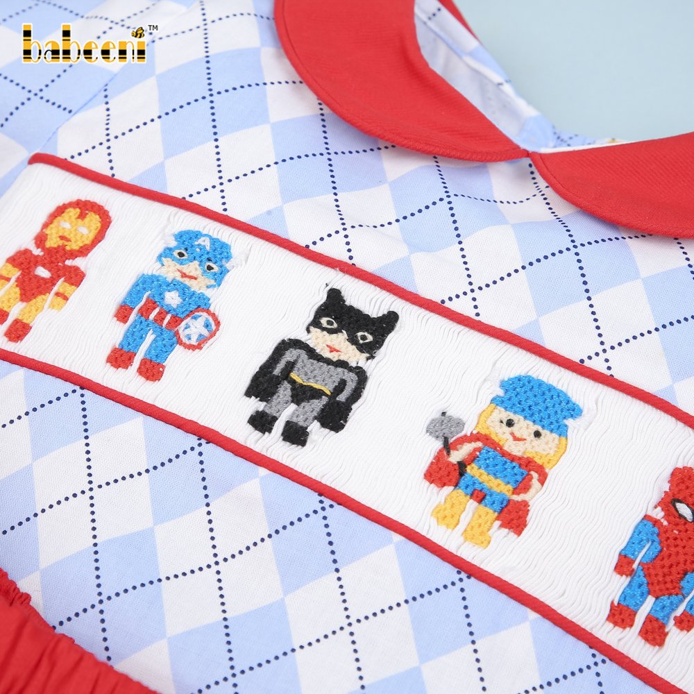 Colorful cartoon character smocked rhombus boy set clothing ODM OEM Boys clothing sets boys smocked outfits - BB1852