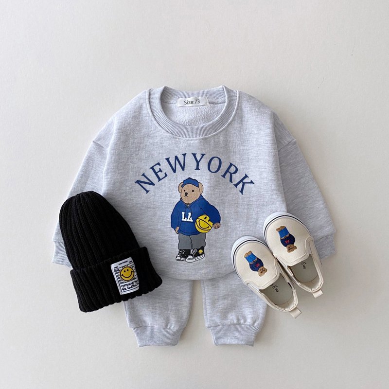 Autumn Infant Baby Boys Girls Clothes Set Bear Long Sleeve Thick Tops Pants Suit Toddler Boys Outfits Newborn Baby