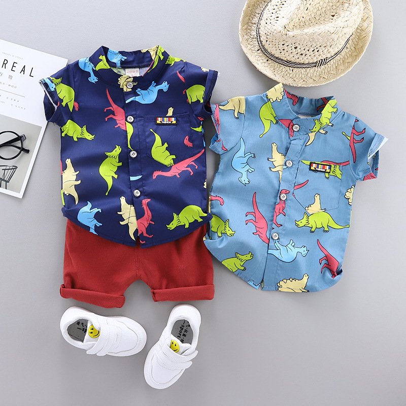 Kids Wear Wholesale Children Clothes Dinosaur Shirt Baby Tracksuit Shorts Set Kid Sweat Suit Toddler Boys Clothing Sets