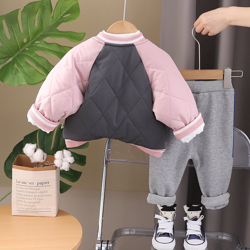 New Arrival children Cartoon Clothes High Quality Winter Thickening Coat Set 1-5 Years Boys Girls Cotton Clothing Sets Wholesale