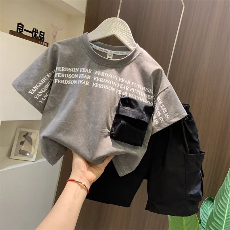 High quality Boys clothing Fashion set Short sleeve set T-shirt and pants set Children's clothing