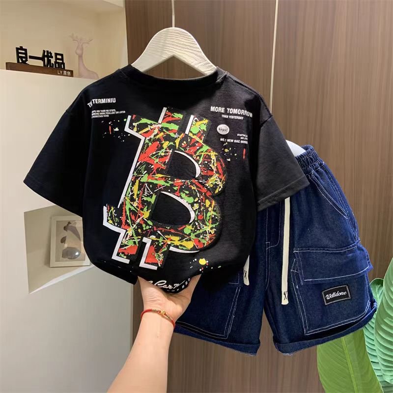 High quality Boys clothing Fashion set Short sleeve set T-shirt and pants set Children's clothing