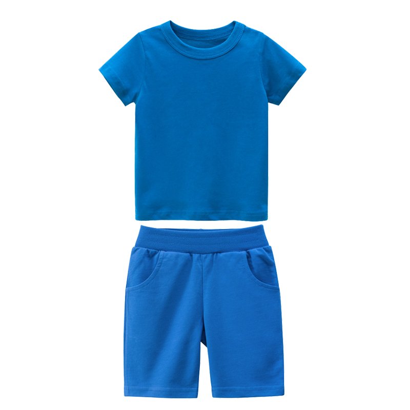 Summer Kids Pajamas Clothes Toddler Boys Clothing Sets High Quality Blank T Shirt And Short Two Piece Set
