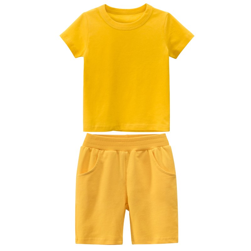 Summer Kids Pajamas Clothes Toddler Boys Clothing Sets High Quality Blank T Shirt And Short Two Piece Set
