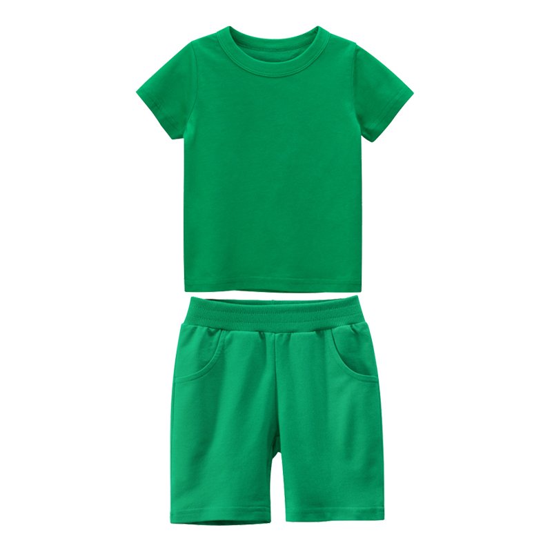 Summer Kids Pajamas Clothes Toddler Boys Clothing Sets High Quality Blank T Shirt And Short Two Piece Set