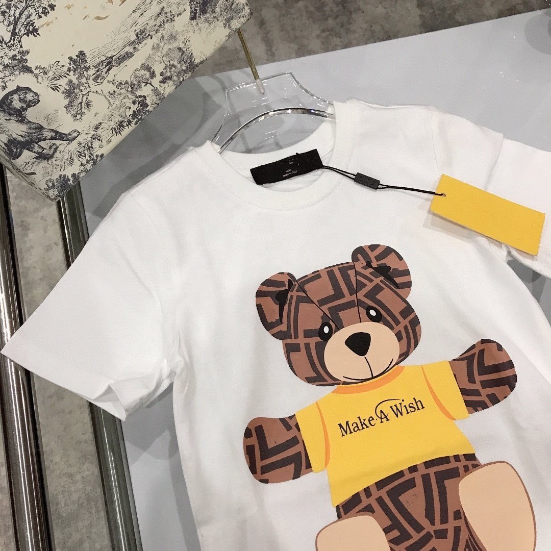RUNTEN 2024 2pcs/set Summer Wear Boys Cartoon Bear Print Short Sleeve T-shirt Matching F Shorts Set For Boys Kids Clothes