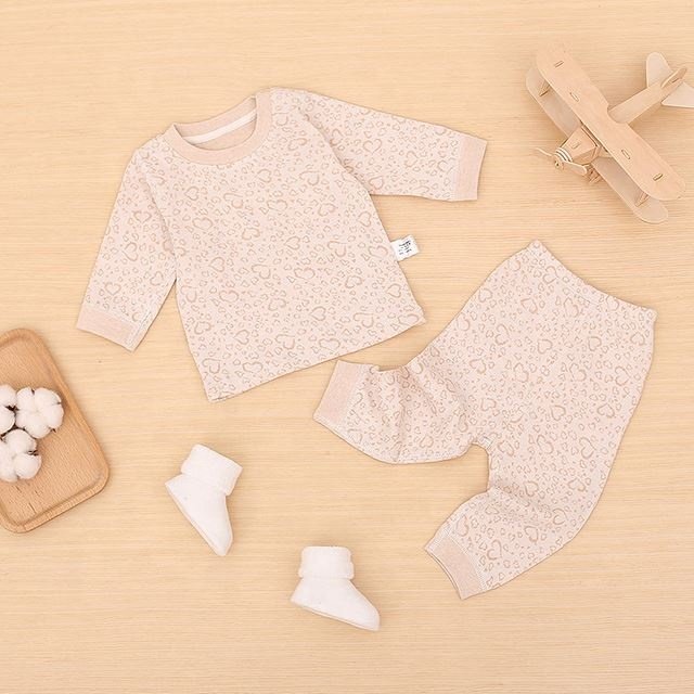 YF1540 Pullover Heart Pattern Organic Cotton Baby Boys Clothing Sets Clothes