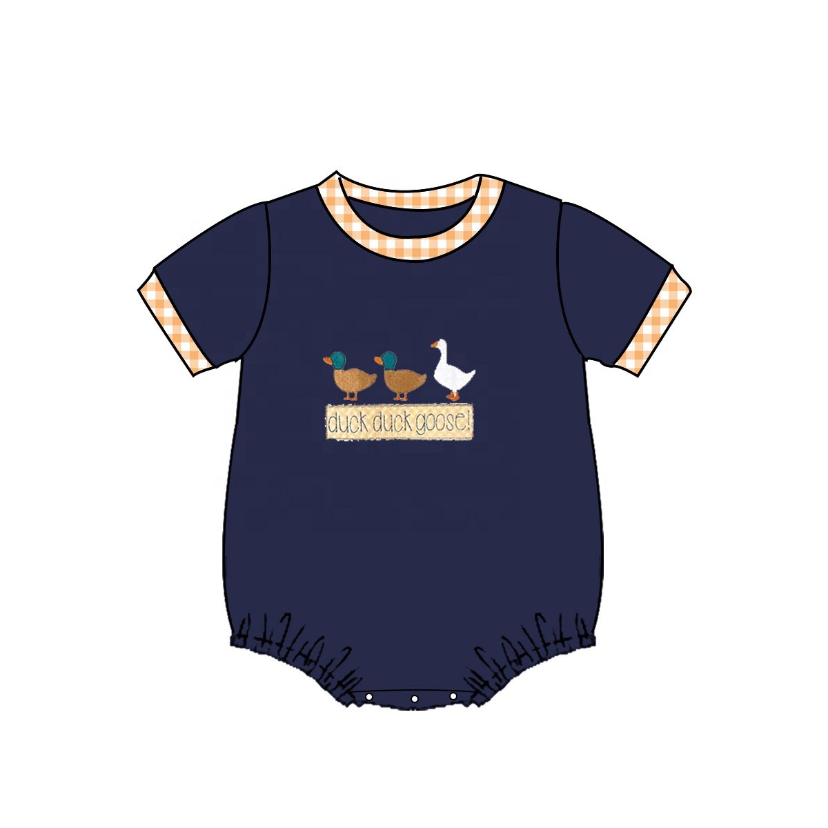 Custom Duck Duck Goose Appliqued Boutique Outfit Toddler Boys Cute Smocked Clothes Family Matching Kids Cotton Clothing Sets