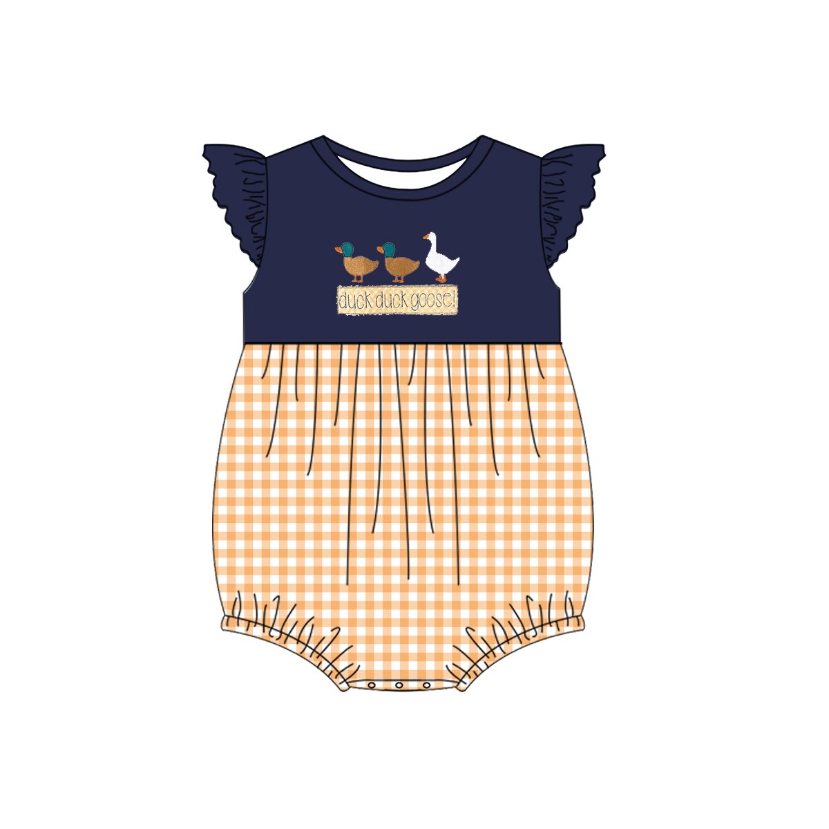 Custom Duck Duck Goose Appliqued Boutique Outfit Toddler Boys Cute Smocked Clothes Family Matching Kids Cotton Clothing Sets