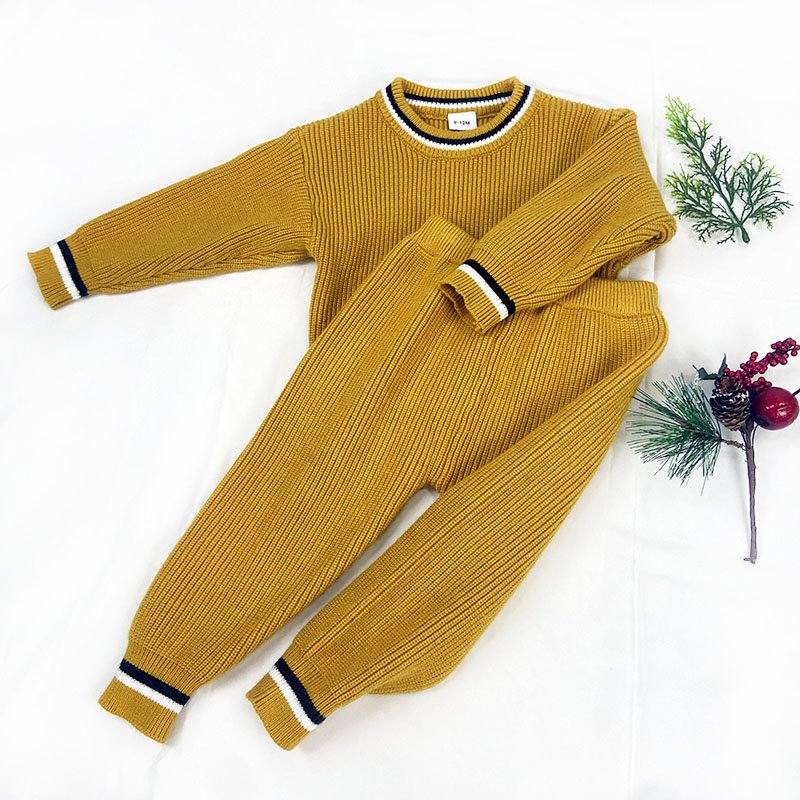 Unisex 2 Pieces Set Ribbed Knit Sweater Infant New Born Newborn Clothes Baby Girl & Boys' Clothing sets for Winter