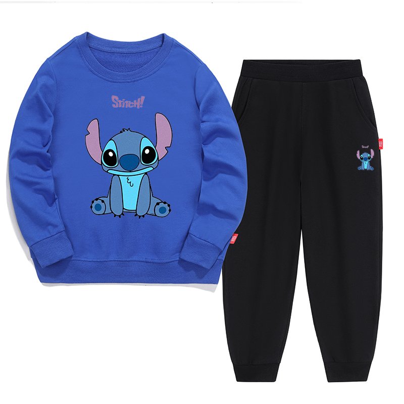 Boys and girls Spring and autumn cotton long sleeve clothes Children's fashion sportswear cartoon Harajuku pants 2-piece set
