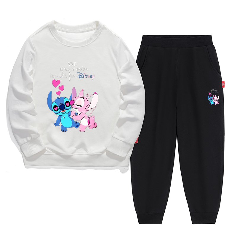 Boys and girls Spring and autumn cotton long sleeve clothes Children's fashion sportswear cartoon Harajuku pants 2-piece set