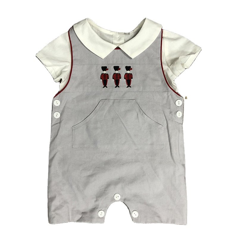 Boy's clothing set toddlers boy england clothes children boys cotton dungaree white linen shirts two piece for kids wear