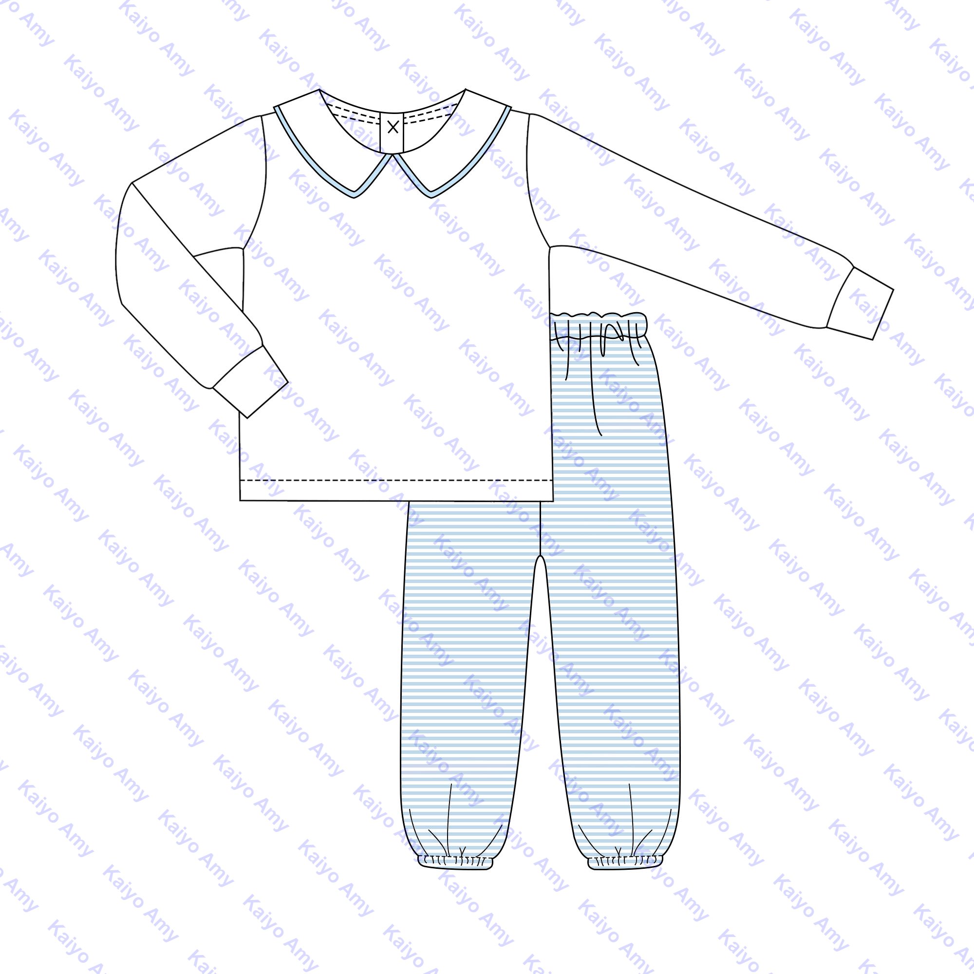 Monogrammed children's toddler boys clothing sets 100% cotton long sleeve cotton tshirt and bloomer pants set