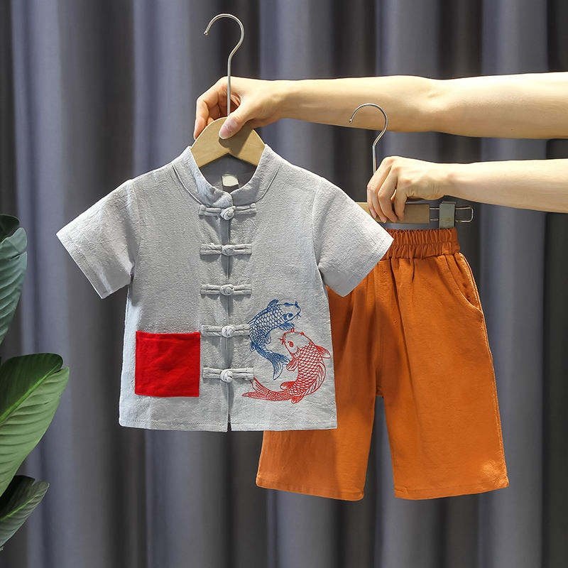 Children Clothing Set Kids Boys Summer Sports Casual Short Sleeve Clothing Sets Solid Color Girls T-shirt Set 2PCS Custom Logo