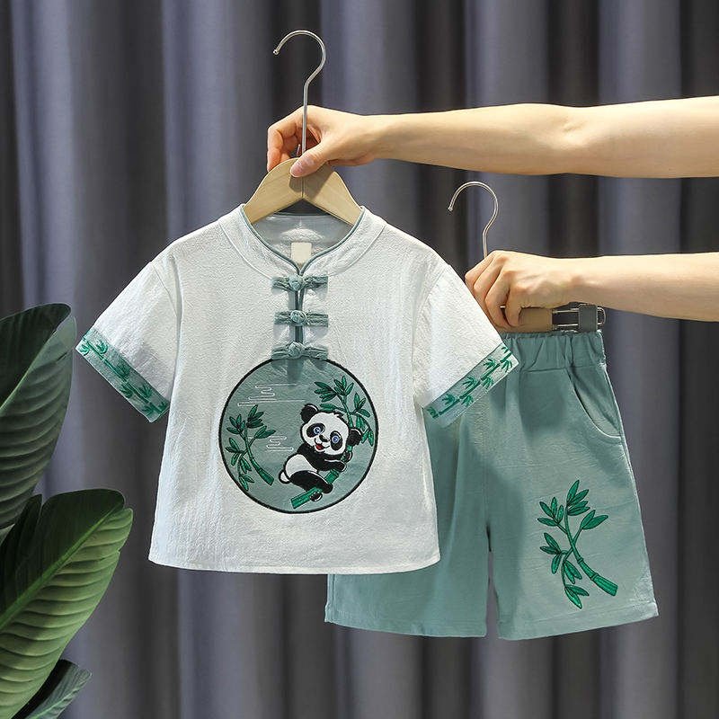Children Clothing Set Kids Boys Summer Sports Casual Short Sleeve Clothing Sets Solid Color Girls T-shirt Set 2PCS Custom Logo