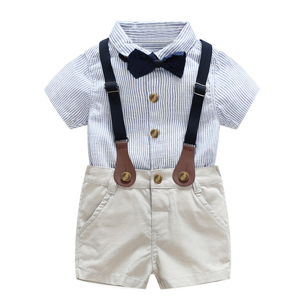 Toddler Baby Boy Clothing Set Gentleman Short Sleeve Shirt+Suspender Shorts 2PCS Outfits Newborn Boy Clothes shirt Set Two-piece