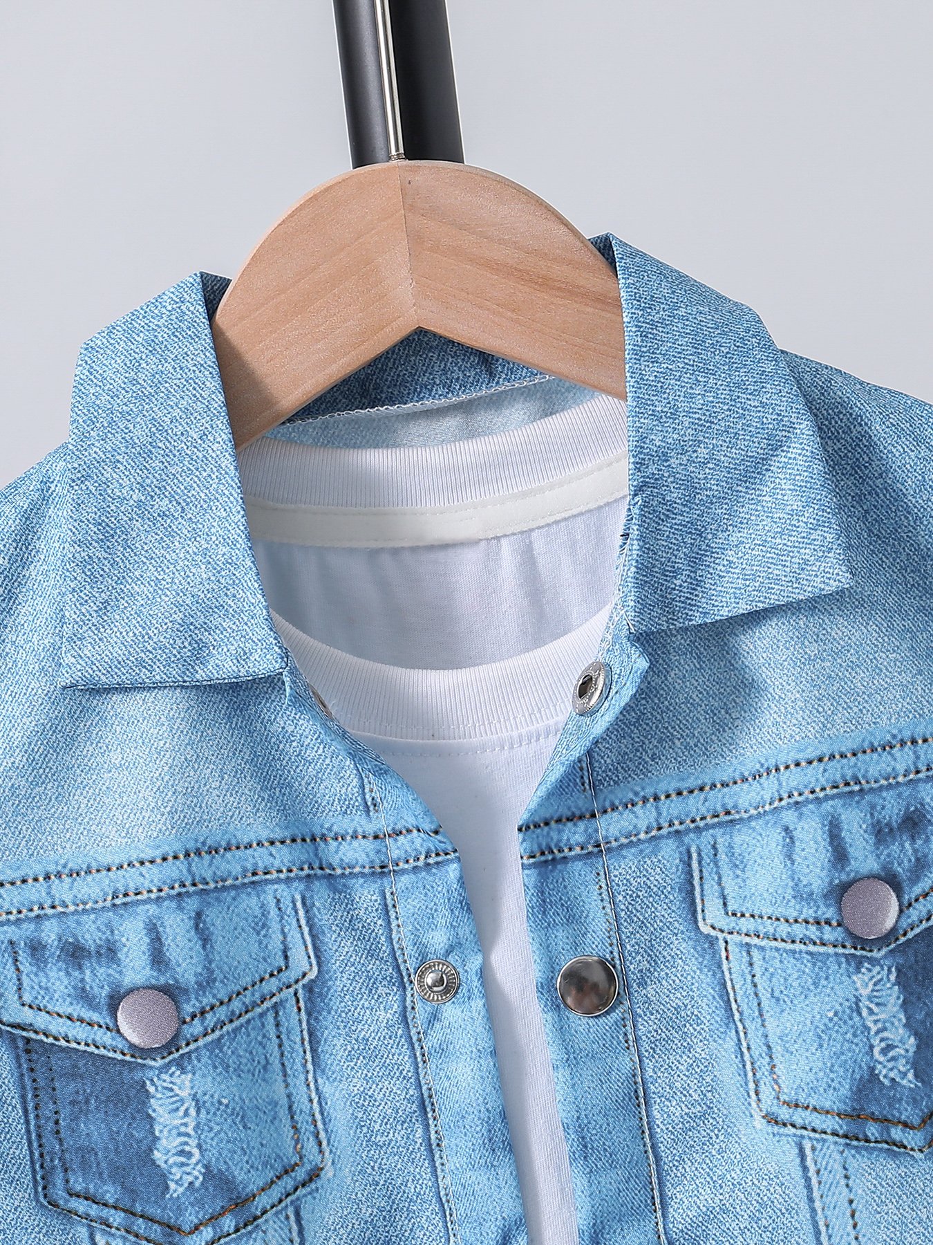2024 summer boys clothing sets 4-5 years korean style short sleeve denim suit for boys wholesale fashion two pieces set for kids