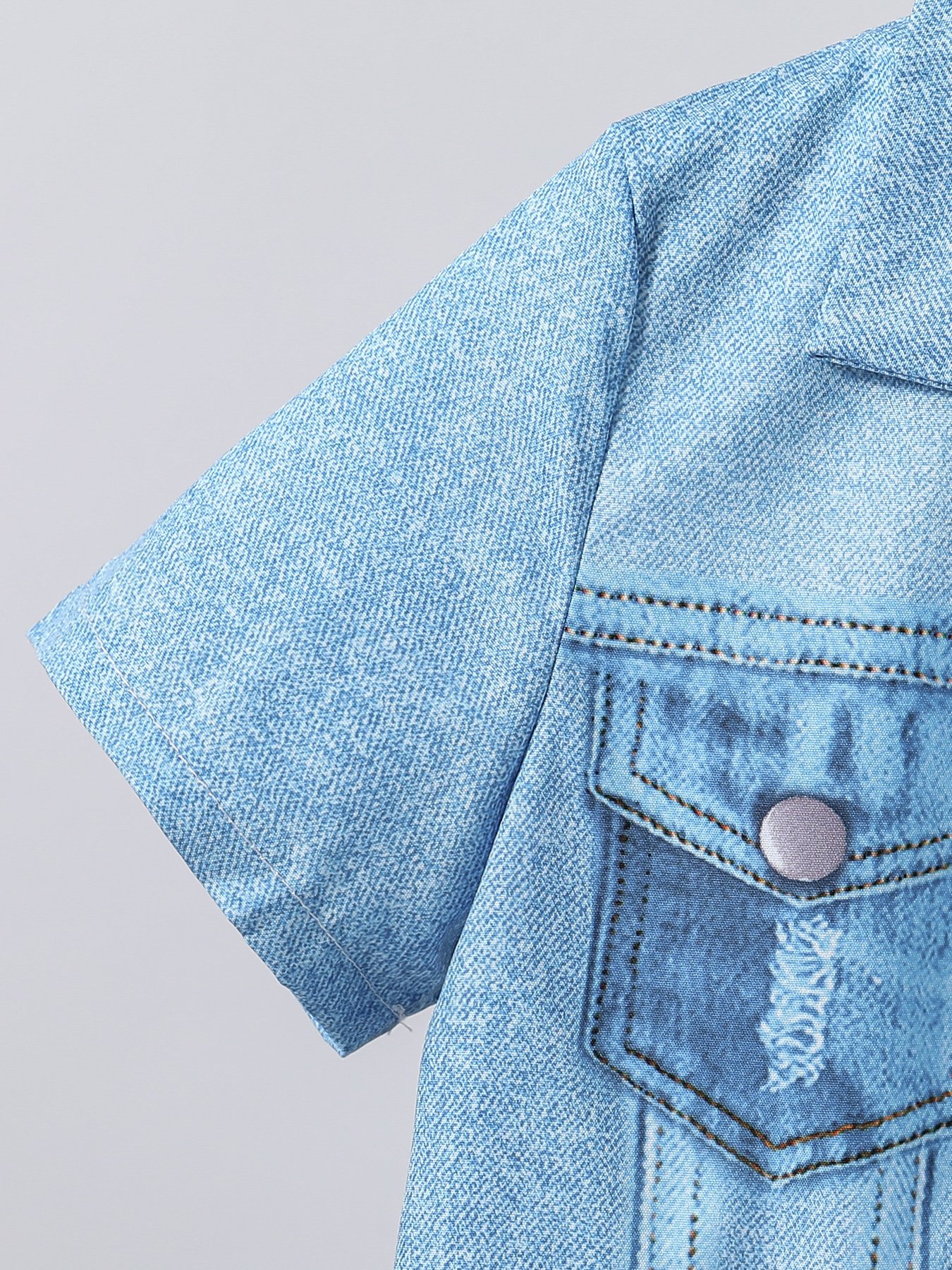 2024 summer boys clothing sets 4-5 years korean style short sleeve denim suit for boys wholesale fashion two pieces set for kids
