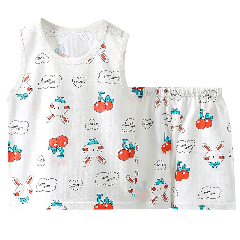 Children's cotton vest suit summer thin style sleeveless T-shirt vest shorts two-piece set